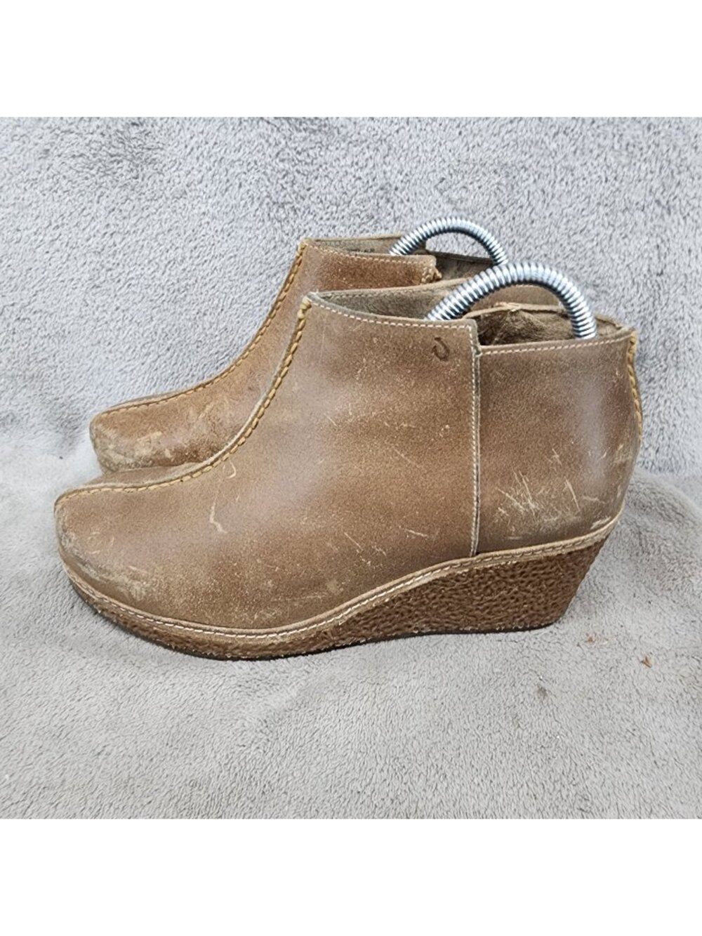 Olukai Shoes Womens 8.5 Brown Leather Humu Waxed Zip Ankle Boots *Read*